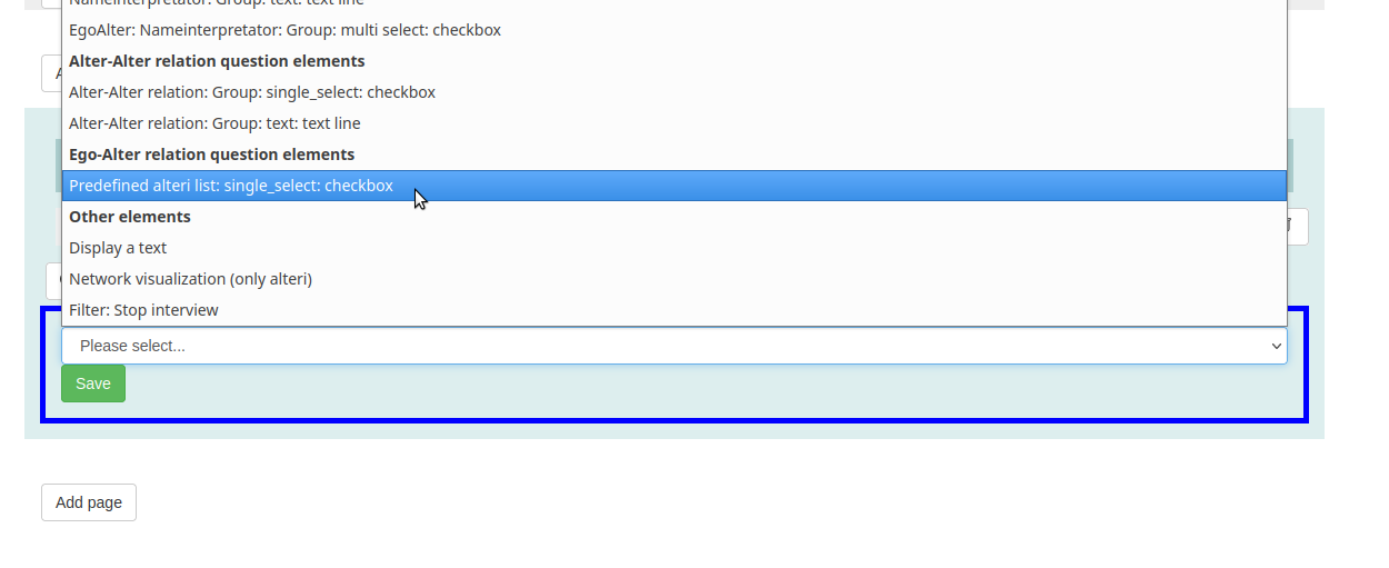 Survey element