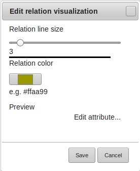 Change relation size and color